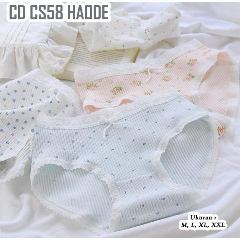 PAKET 12PCS CD Wanita Remaja ABG Anak Perempuan Motif Bunga Lucu Haode CS058 Celana Dalaman Wanita K