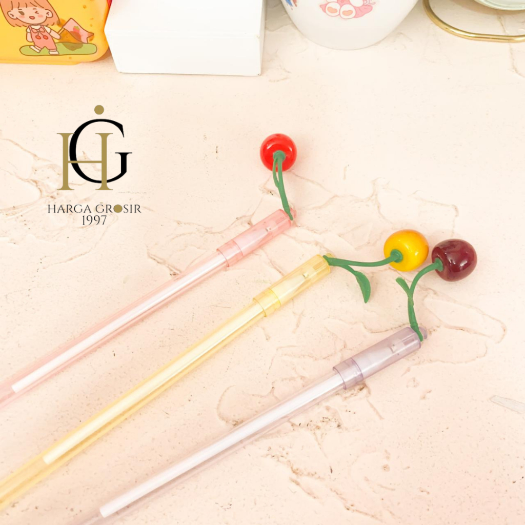 

Pulpen gantungan karet Cherry buah buahan fruits pena 4pcs 8pcs 12pcs stationery alat tulis kantor sekolah kado unik lucu