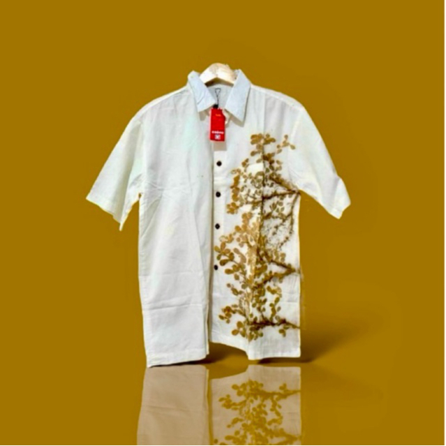 Kemeja Hem Pendek Ecoprint- Alas Jati ecoprint