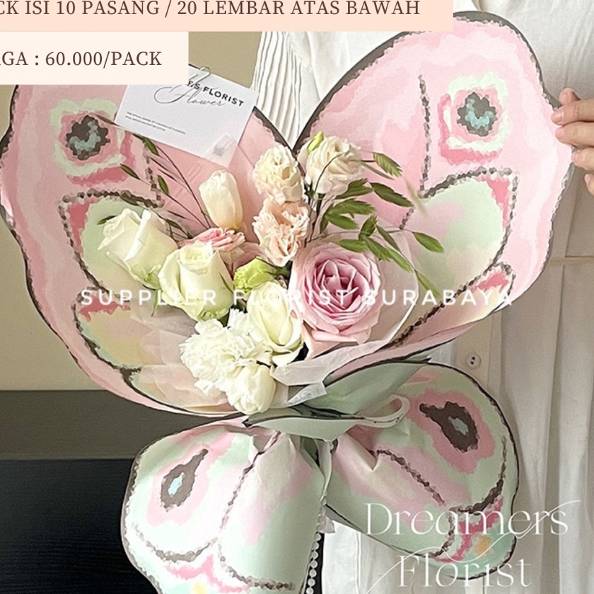 

KI3 1 PACK ISI 1 PASANG 2 LEMBAR ATAS BAWAH KERTAS KUPU KUPU WRAP BUNGA WRAPPING BUNGA BUTTERFLY KOREAN STYLE KEKINIAN HITS KERTAS PEMBUNGKUS BUNGA FLORIST HITS 224 DIY SAYAP KUPU BESAR 3D WINGS BUKET BOUQUET BUNGA HOLOGRAM MARIPOSA