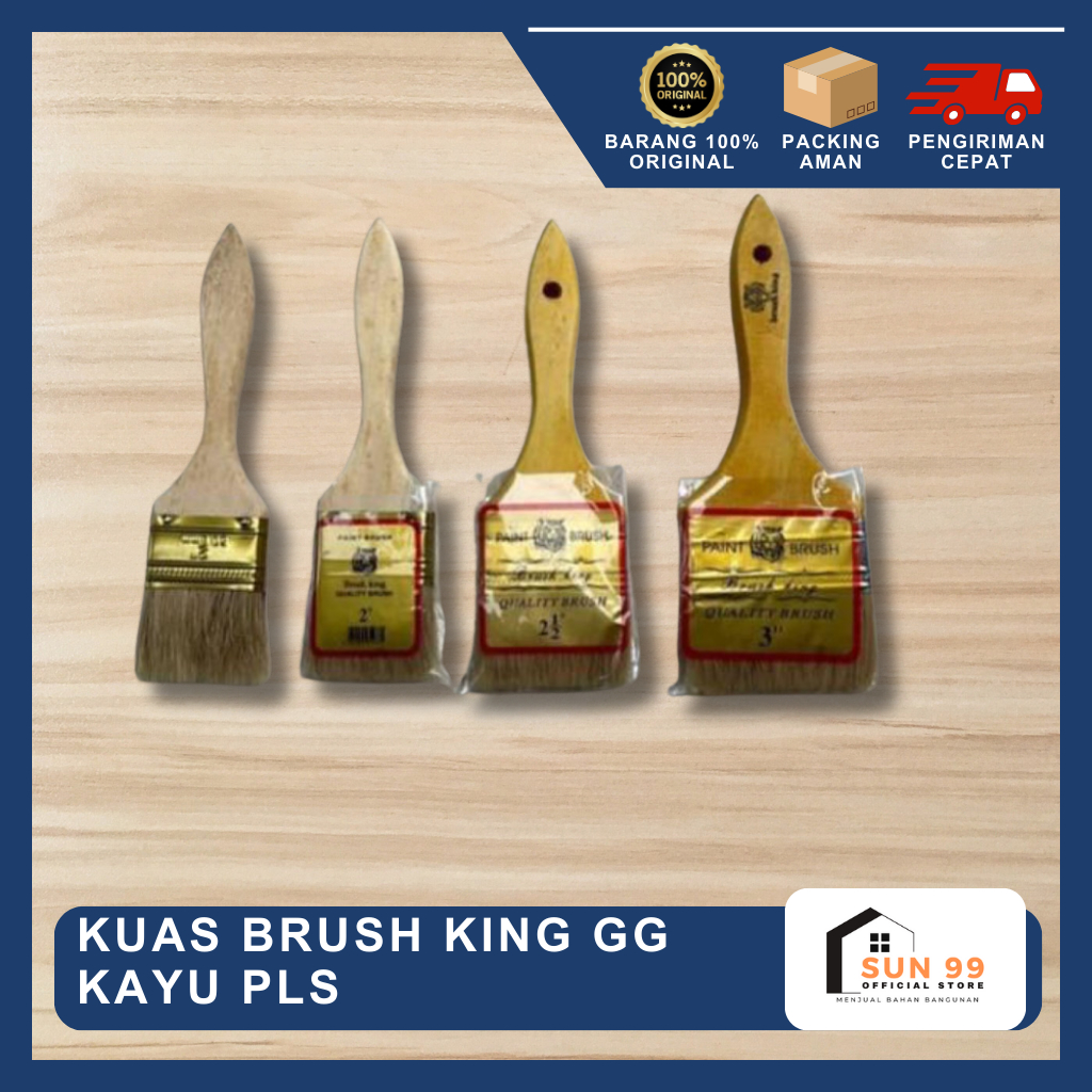 

Kuas Cat Polos Gagang Kayu Brush King 2" Inch s.d 3" Inch
