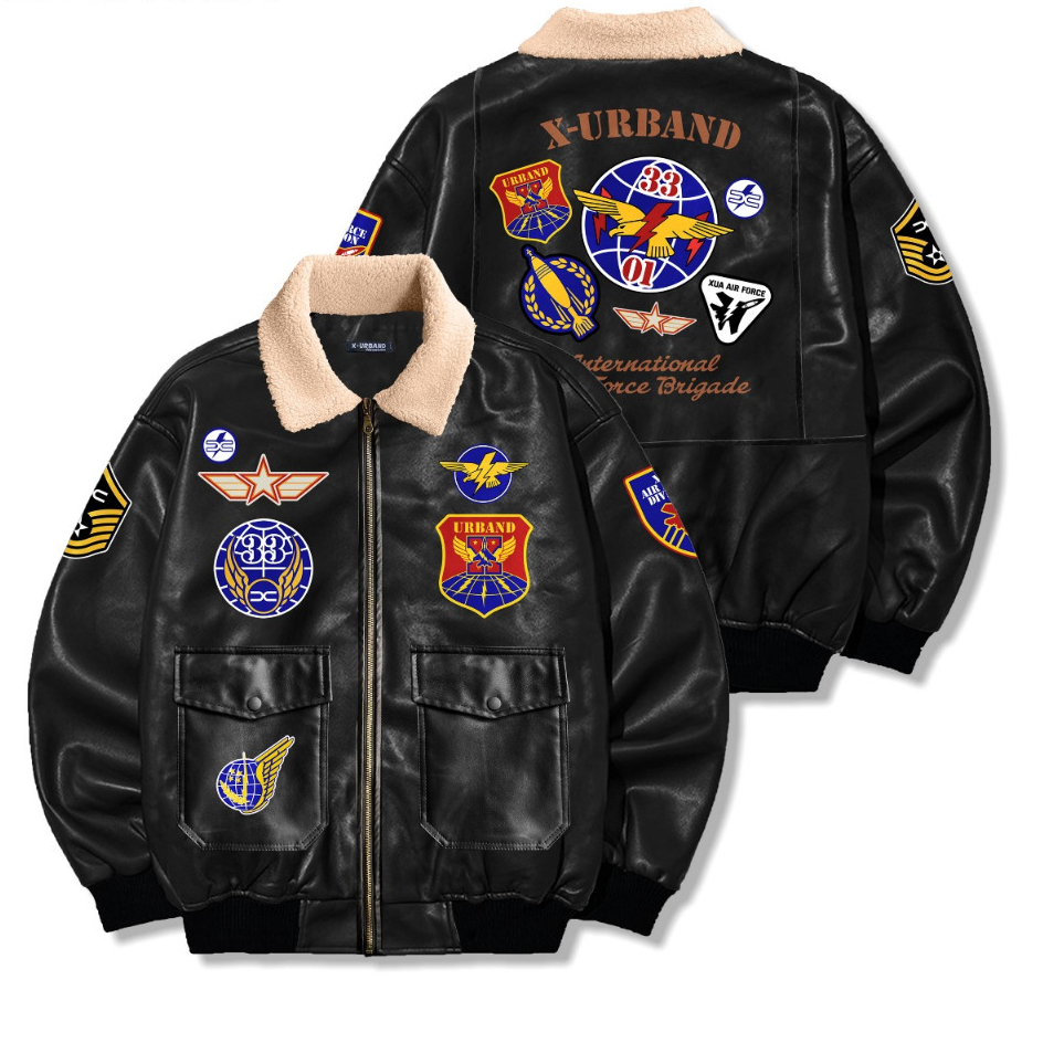 Jaket Varsity Viena Sherpa Semi Kulit Vintage