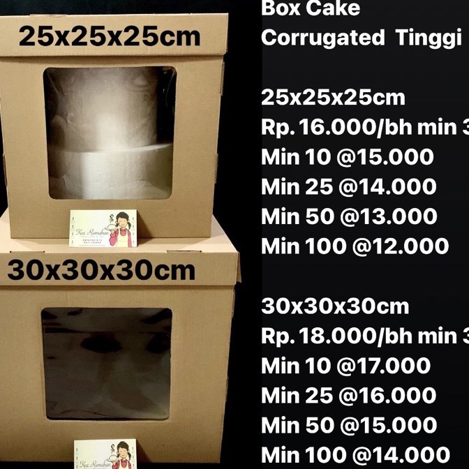

KP8 Box Cake Corrugated Tinggi 3x3x3cm Min 3 bh