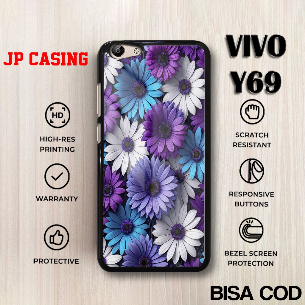Case Vivo Y69 Terbaru - Casing Vivo Y69 - Motif Flower - Softcase Vivo - Hardcase Premium Glossy - C