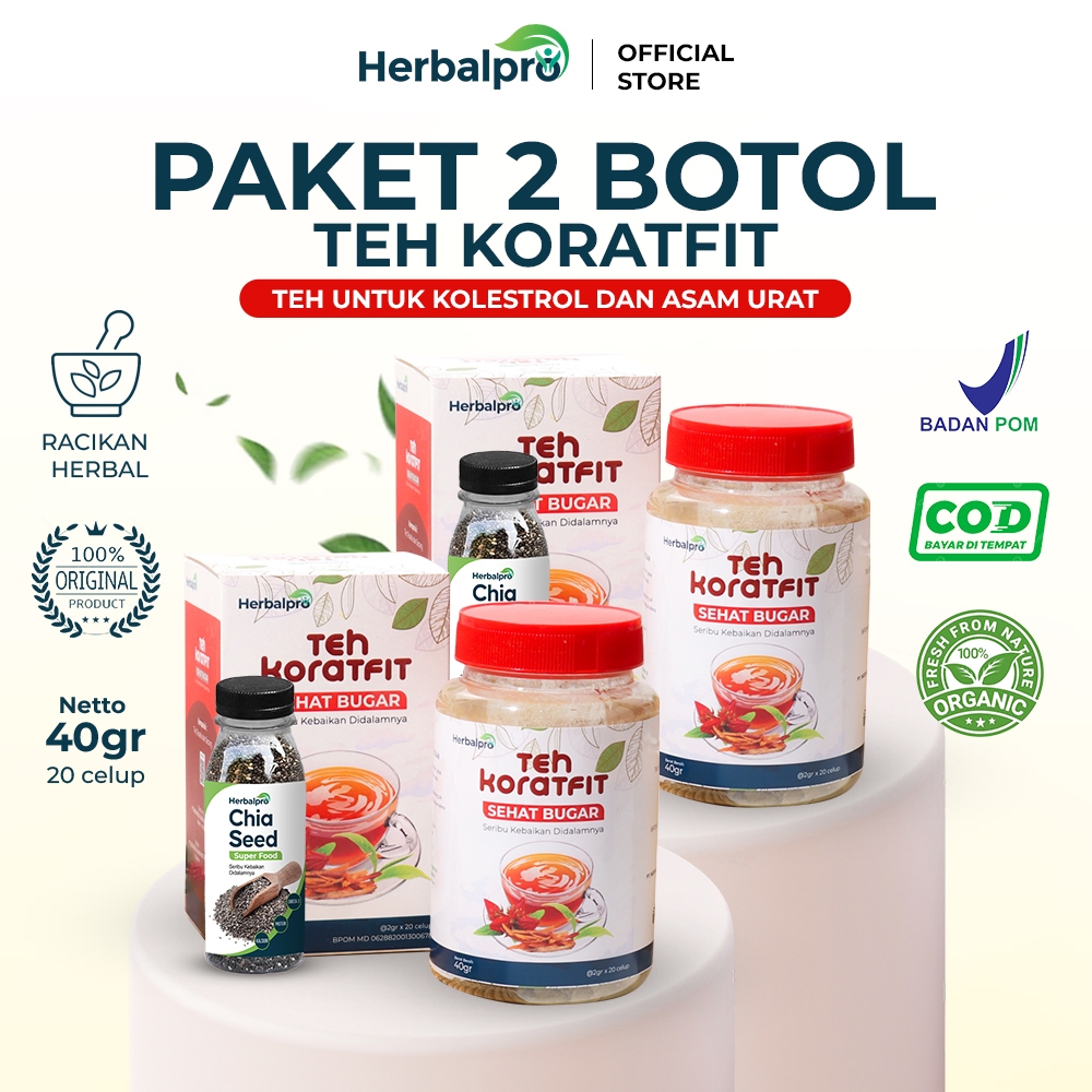 

Koratfit Paket 2 Botol - Teh Herbal Terapi Atasi Kolesterol Asam Urat Darah Tinggi Dan Stoke 100% Alami Tanpa Efek Samping