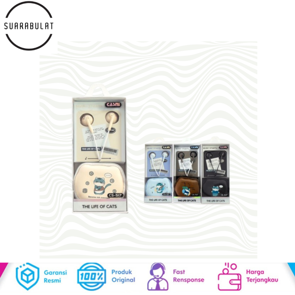 [CS517] Set Headset Earphone Motif Wadah Earphone Persegi Kartun Lucu