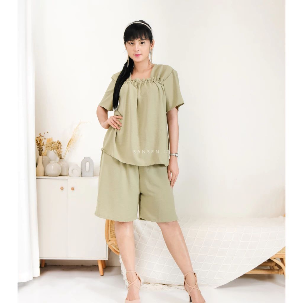 One Set Fuji Lengan Pendek&Celana Pendek Crinkle Airflow