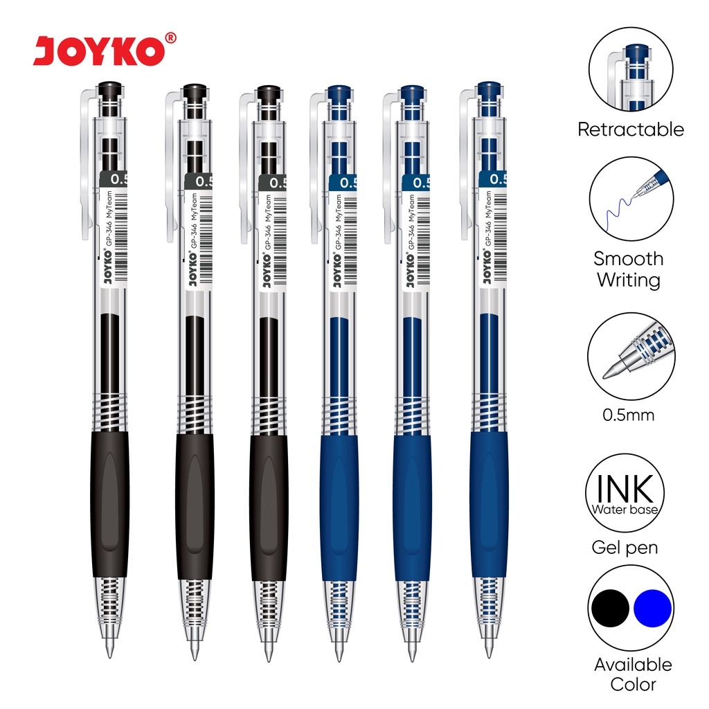 

❤️Sarjana❤️ Gel Pen Pulpen Pena Joyko GP-346 My Team 0.5 mm - Hitam