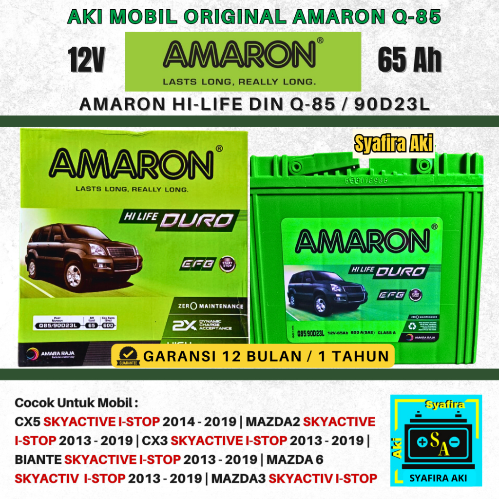 Aki Mobil MAZDA CX5, MAZDA 2 SKY ACTIVE 90D23L 65Ah Amaron Aki Kering