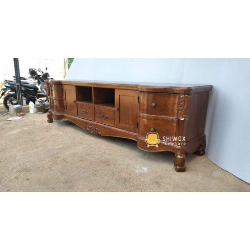 Bufet tv klasik minimalis jati/Meja tv laci minimalis kayu jati