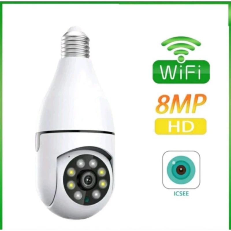 Camera CCTV Bohlam Lampu 8 MP ICSEE WIFI Wireless Model Bohlam CCTV