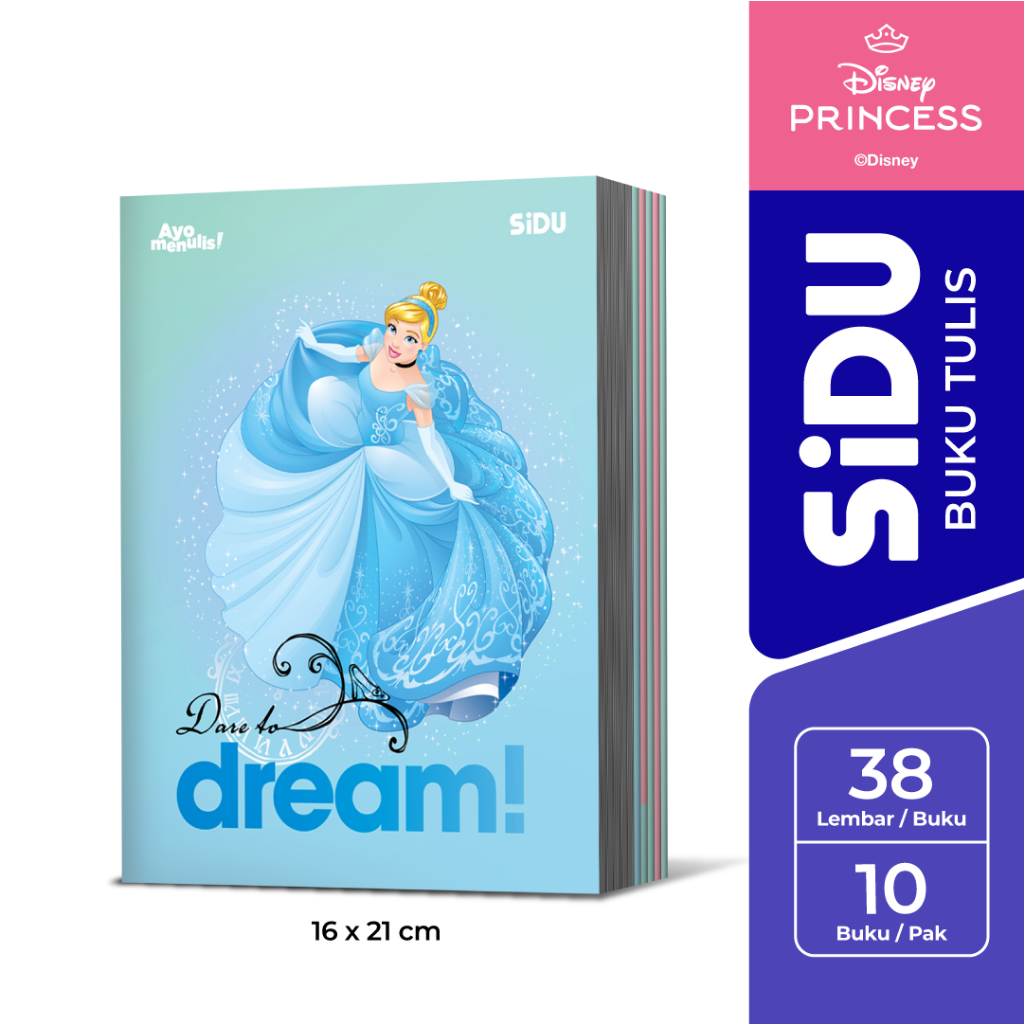 

[BMS Surabaya] SiDU Buku Tulis Disney Princess 38 Lembar - 10 buku SDU EB 38 PRI