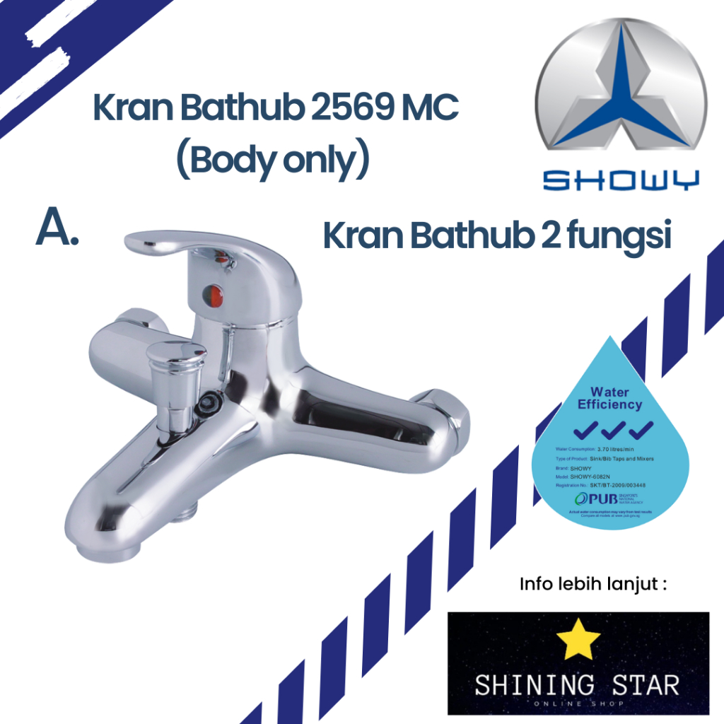 Keran Mixer Bathtub SHOWY / Keran Shower SHOWY / Keran Bathtub Kamar Mandi / Keran Air Panas Dingin 