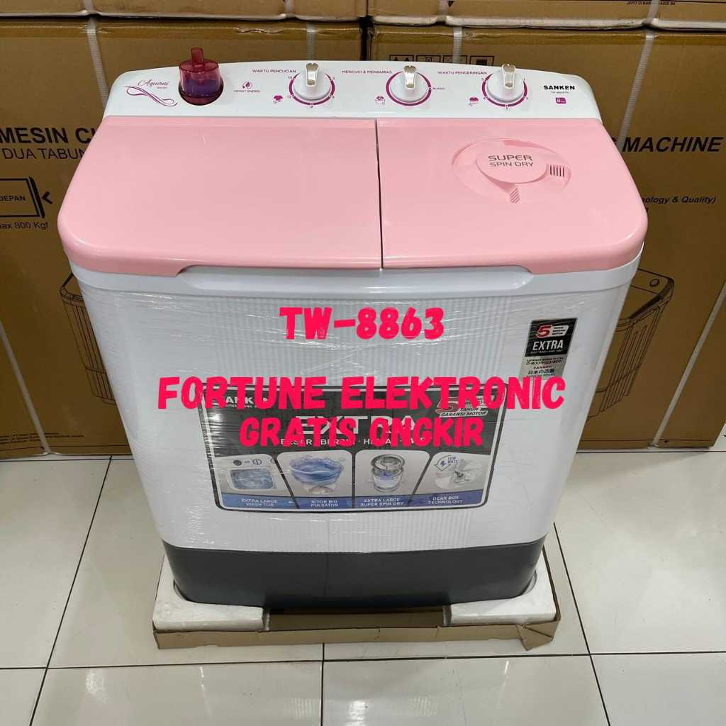 Mesin Cuci SANKEN  2 Tabung TW-8663 8Kg Low Watt