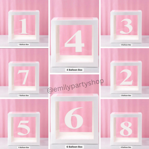 Box Balon Transparan/ Box Balon Dekorasi/ Box Balon Angka Custom/ Box Balon Angka 0-9