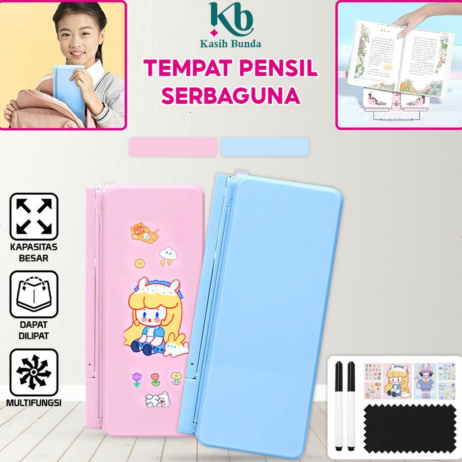 

Tempat Pensil Lipat 2IN1 Multifungsi Tempat Penyimpanan Alat Tulis Anak Sekolah Pencil Case Book Holder Portable Kotak Pensil Lipat dengan Tatakan Buku dan Papan TulisMiniPraktis BUNDA A73 KODE L9A1