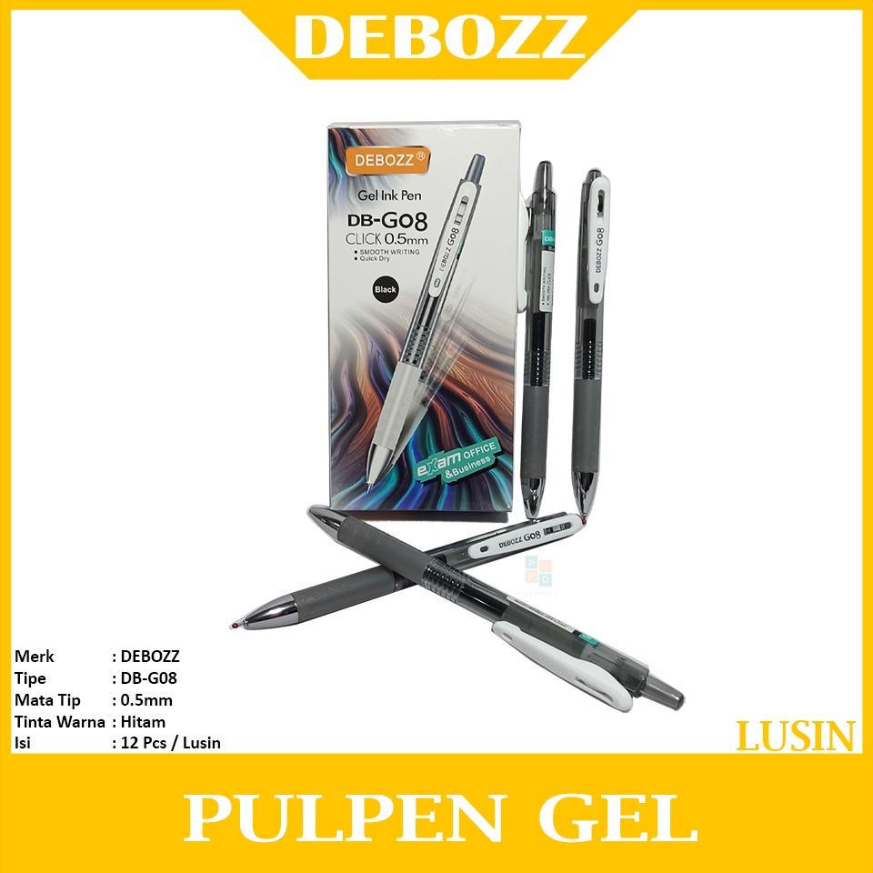 

DEBOZZ Gel Ink Pen DBG8 Pulpen Cetek 5mm Lusin KODE K4W7