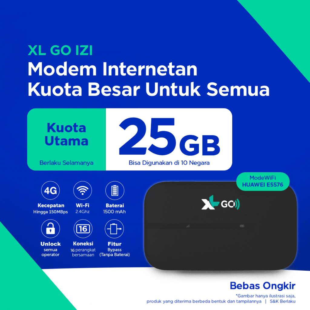 XL GO – Modem WiFi Huawei E5576 (25 GB)