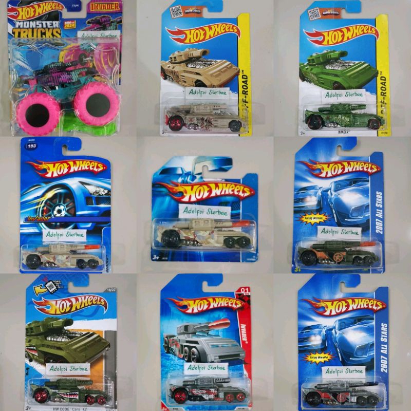 hotwheels hot wheels invader tank race world battle '10 hw off road star 2007 all stars firing missi