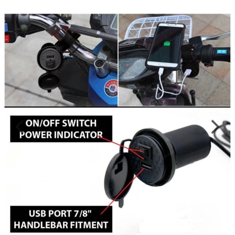 Charger Aki Motor Waterproof USB plug hp_Charger hp di motor .