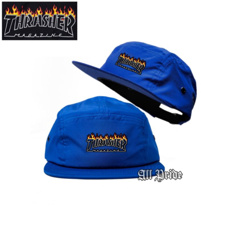 Topi 5 Panel THRASHER / Five Panel Snapback Hat Cap Distro Pria Wanita Skate Premium