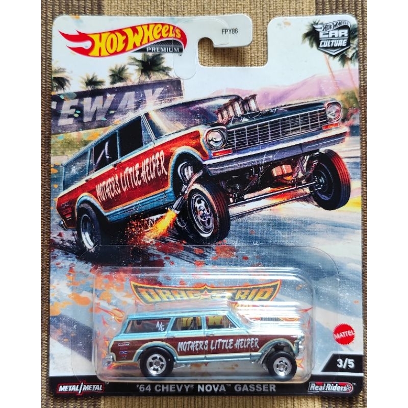 Hotwheels Series Ban Karet DRAG STRIP 64 CHEVY NOVA GASSER / Diecast / Hot Wheels