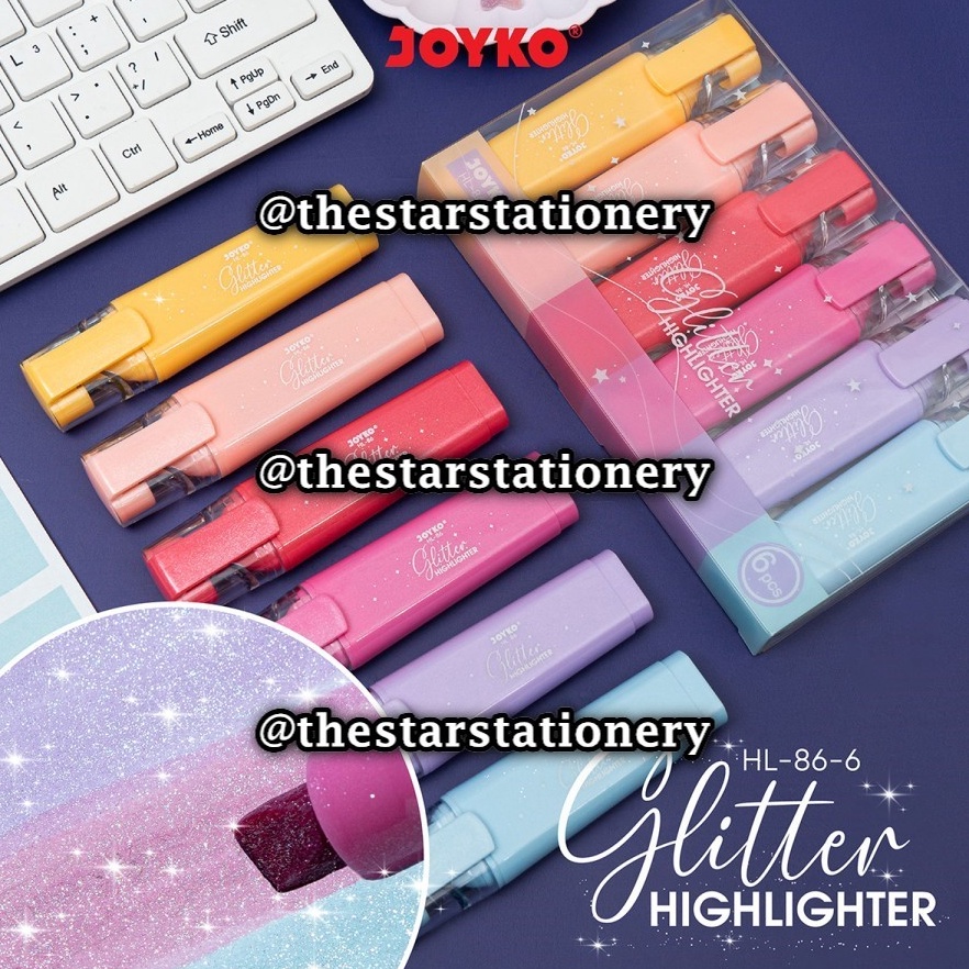 

1 Set Isi 6 Warna GROSIR Highlighter Joyko HL866 Glitter Penanda Berwarna Highlighter Joyko HL86 6 Warna Glitter Joyko HL86 6 KODE H9B2