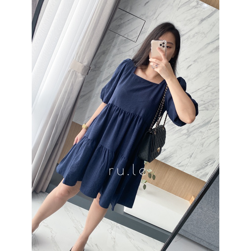RULE LABEL Milan Dress - Pakaian Baju Terusan Dress Wanita Lengan Puffy Korea