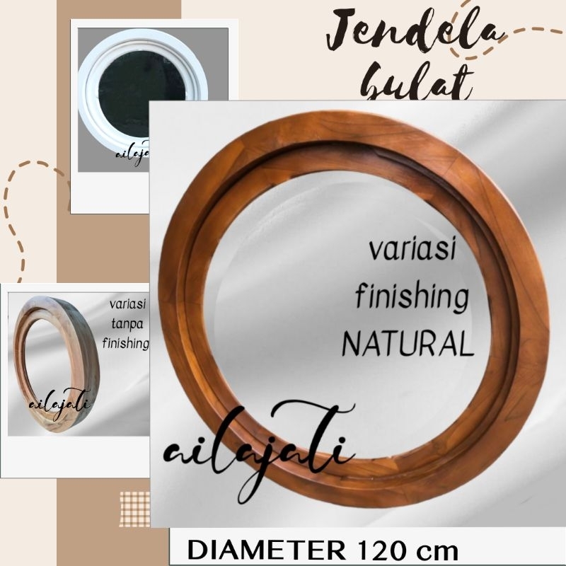 KB-120 Dekorasi Rumah Jendela Bulat Putar Classic Material Kayu Jati