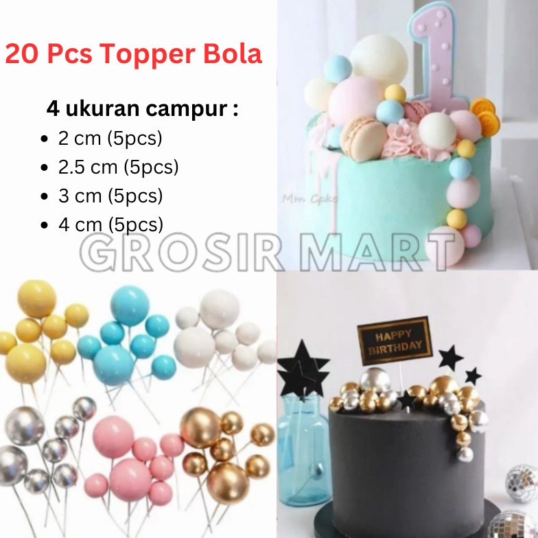 

PAKET HEMAT 2Pcs Topper Bola Kue Ulang Tahun Ultah Hiasan Kue Bentuk Bola Bulat Tusuk Cake Topper Ball Hiasan Bola Metalik Doff Hiasan Kue Tart Bola Emas