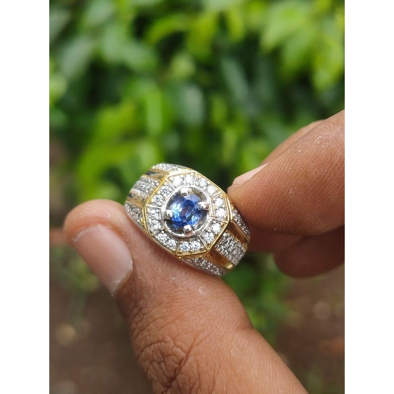 Natural Blue Sapphire Top Luster HQ Silver Perak Mewah Batu Permata Safir