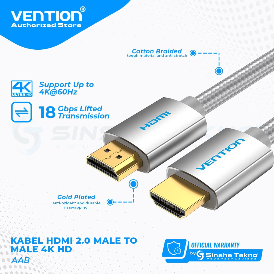 Vention AAB Kabel High Speed Cotton Braided HDMI v2b 4K 75M3M g H6O6