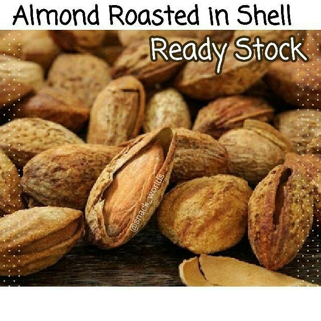 

SPESIAL DISKON 1kg Almond Creamy Roasted in shell kulit california usa