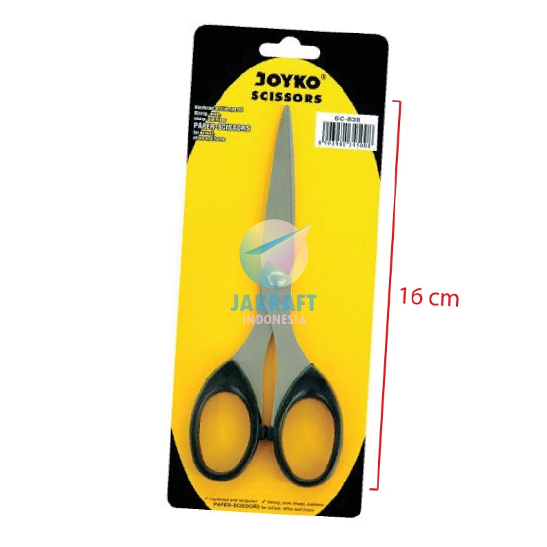 

PRODUK TREND 1 Pcs Gunting Kertas Sedang Tajam 16 Cm JOYKO SC838 Medium Scissors Serbaguna Stainless Steel