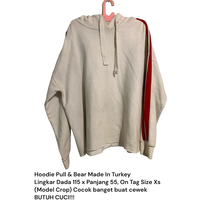 Jacket/Hoodie Pria Wanita Unisex Putih White pull and bear p&b original