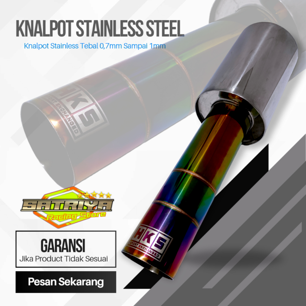 Knalpot Racing Mobil HKS Brong Pelangi Full Stainles Bass Kering Gahar Kenalpot Mobil Avanza Vios Se