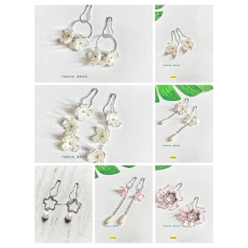 Anting fashion hijab jilbab peniti Bunga Melati Aksesoris kerudung