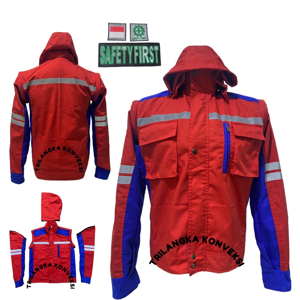 3in1 Jaket Semi Wearpack Safety Kemeja Kerja Proyek Lapangan Safety Vest
