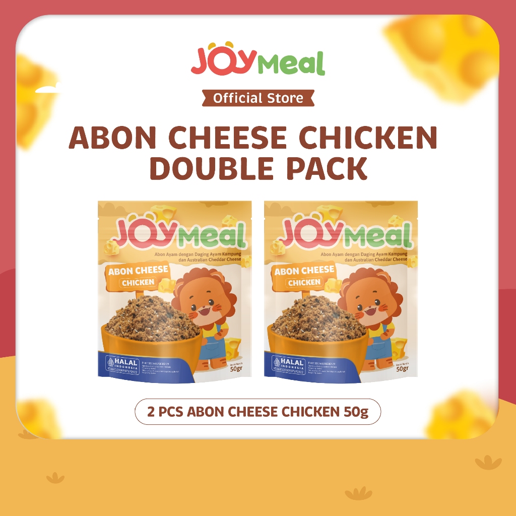 

JoyMeal ABON CHEESE CHICKEN Original 50gr Double Pack | Perpaduan Abon Ayam Kampung dengan Australian Cheddar Cheese