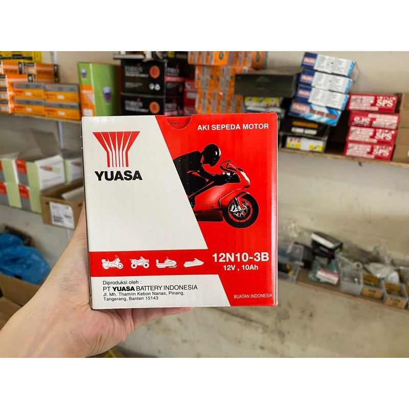 AKI YUASA 12N10 ACCU BASAH 12N10-3B 12V 10AMPER THUNDER VIAR KAISAR GENSET VESPA 12 VOLT 10 AH