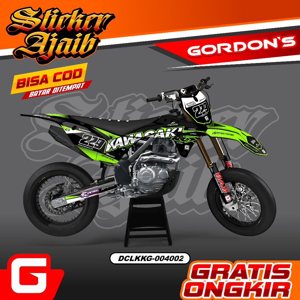 Decal Stiker Klx Gordon Full Body Sticker Custom Klx Gordon Superglossy Motif Grafis Supermoto Trail