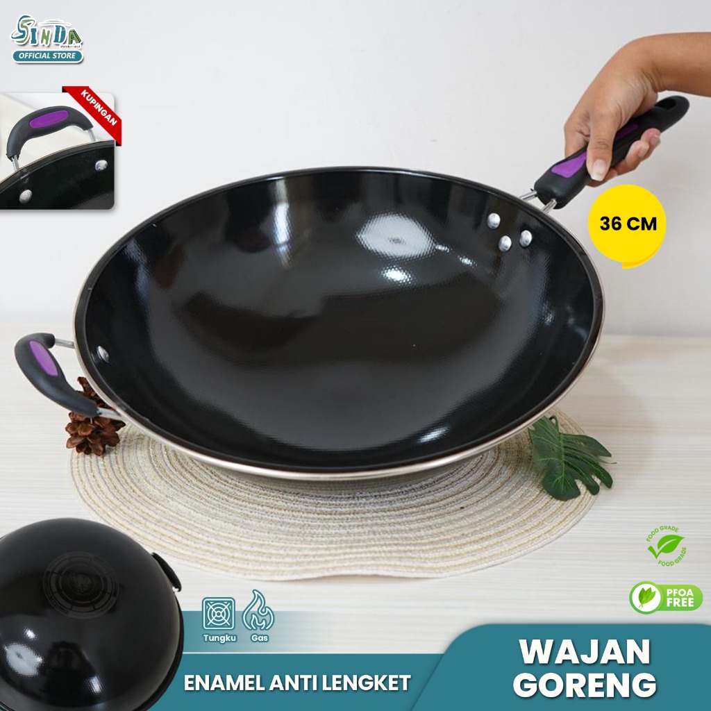 SINDA WAJAN PENGGORENGAN ENAMEL 36CM - WAJAN FRY PAN