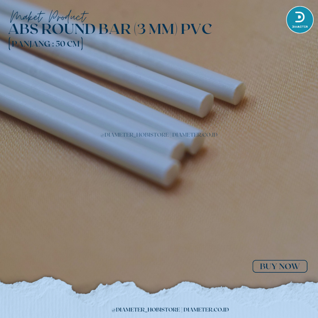 ABS Round Bar PVC/Bahan Maket Pipa Bulat/Stick Plastik 3mm 2mm 1,5mm 1mm
