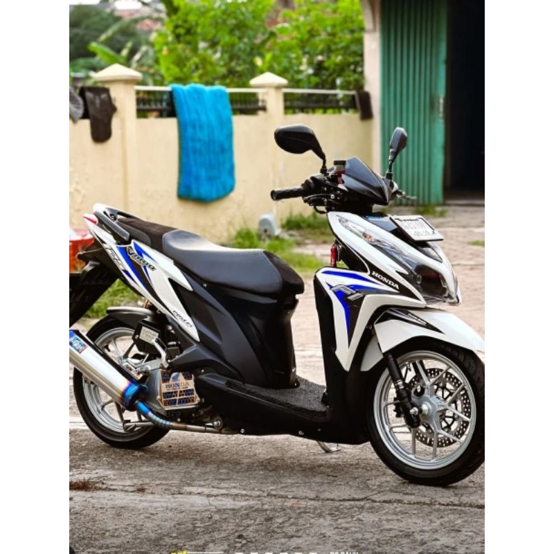 Striping lis sticker standar ori honda vario 125 2014 putih biru stiker vario techno putih biru 2014