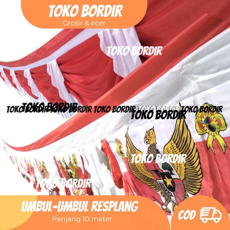 Bendera / umbul umbul merah putih resplang panjang 10 meter