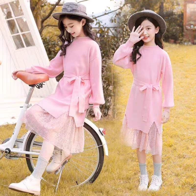 Dress rajut mutiara import / dress tunik / tunik rajut premium / baju anak cewek 4-12 thn