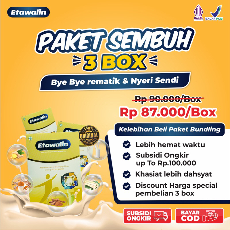 

TERLARIS PAKET 3 BOX SUSU ETAWALIN SUSU KAMBING ETAWA BANTU ATASI MASALAH TULANG DAN SENDI