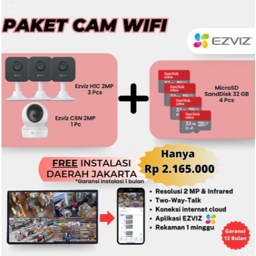 Paket CCTV WIFI EZVIZ 2MP
