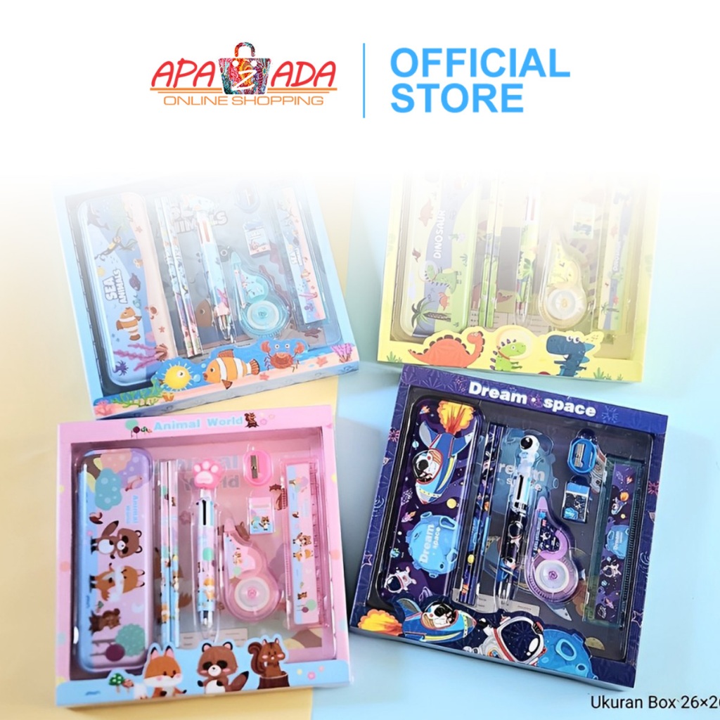 

D3W! Apazada - Stationery Set Isi 8 / Study Set YOYO-8021 / Set Perlengkapan Alat Tulis 8 in 1