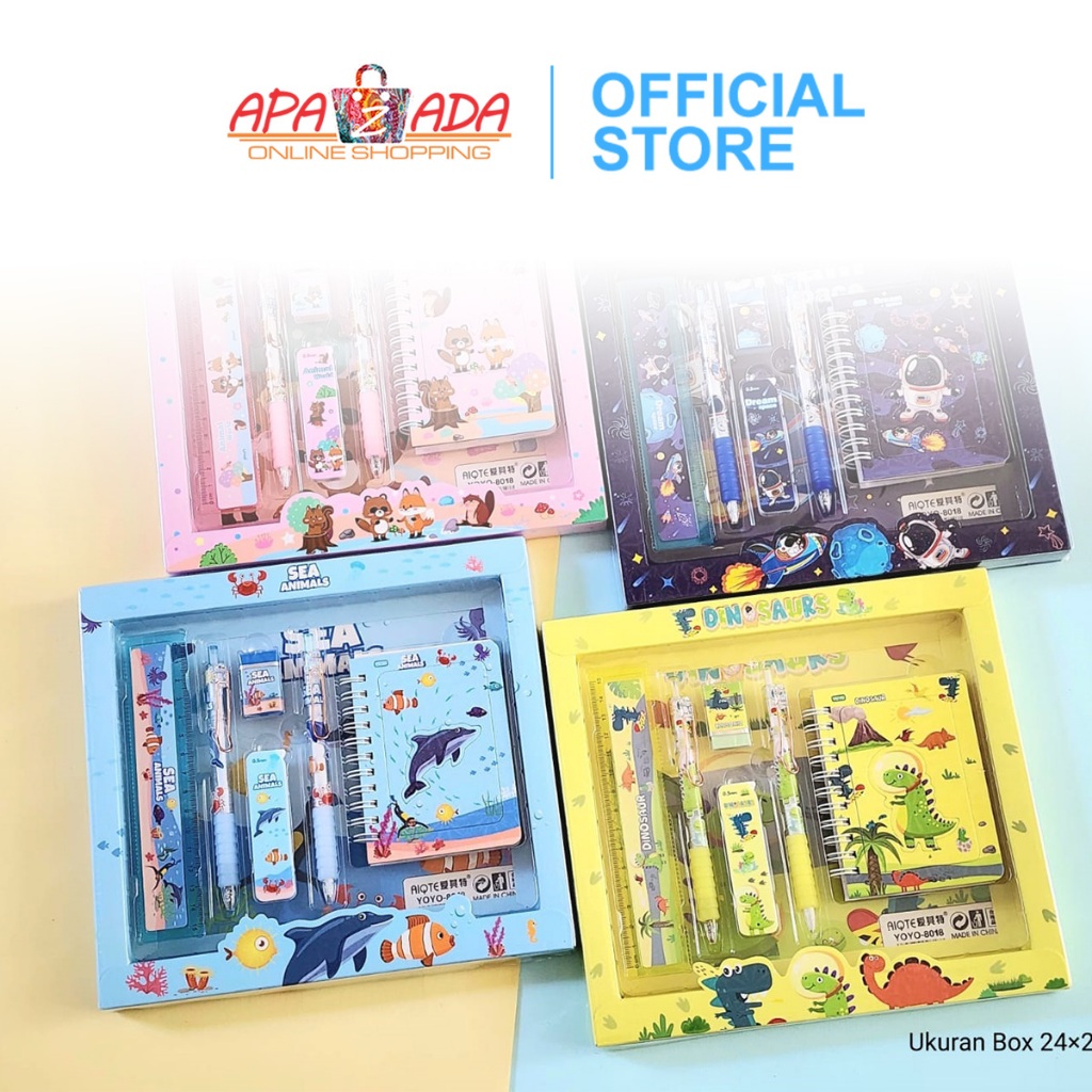 

D3W! Apazada - Stationery Set Isi 6 / Study Set YOYO-8018 / Set Perlengkapan Alat Tulis 6 in 1